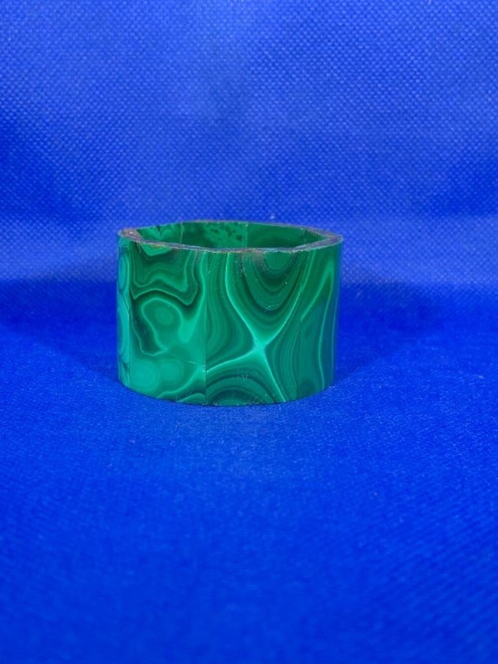 Round Outside Hexagon Inside Dark Green Jade Trinket Holder